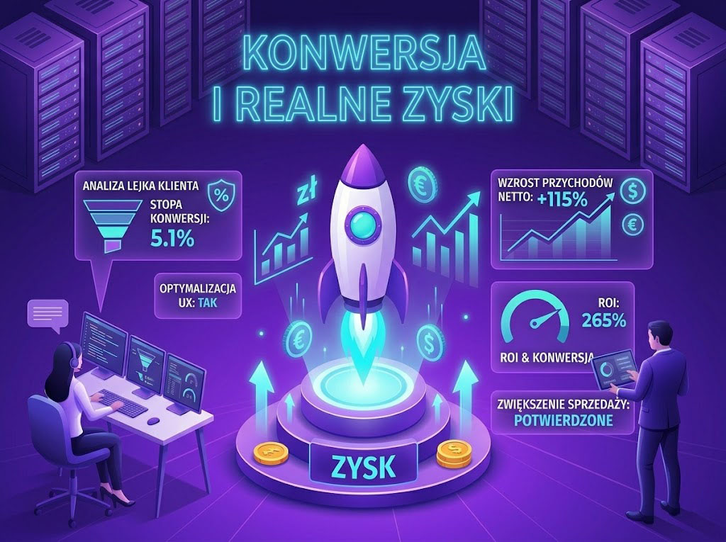 Skupiam się na konwersji i realnych zyskach Twojego biznesu. Moje podejście opiera się na analizie Twoich celów sprzedażowych, dzięki czemu każdy element witryny prowadzi użytkownika prosto do zakupu lub kontaktu.