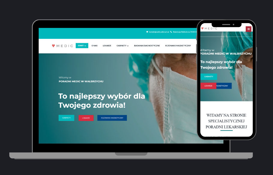 Strona projektowana dla przychodni specjalistycznej medic.walbrzych w Wałbrzychu