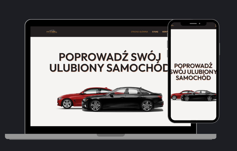 Projekt strony dla wypożyczalni samochodów