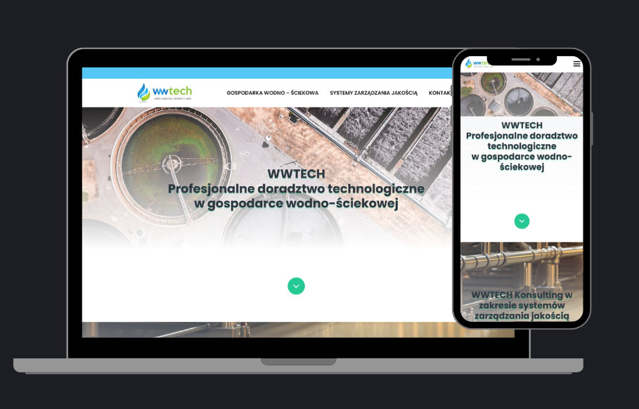 Strona zaprojektowana dla firmy wwtech ze Świdnicy, która zajmuje się doradztwem gospodarki ściekowej
